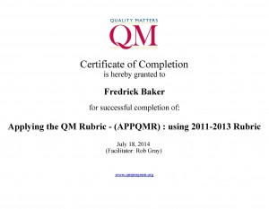 QM Applying QM Rubric Certificate